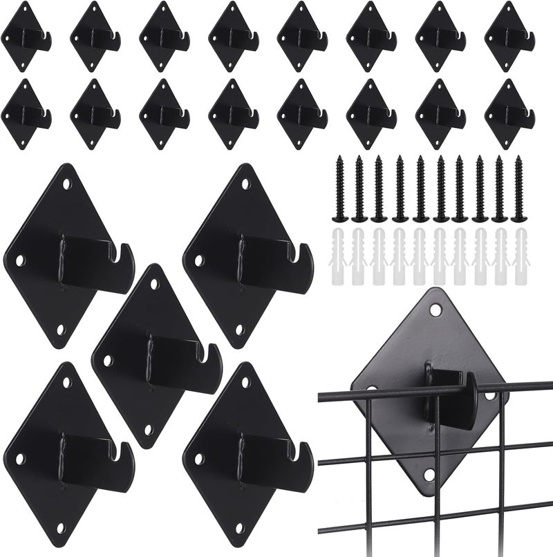 ALISWAT 30 Pcs Gridwall Mount Brackets with Screws, Metal Grid Panel Wall Mounting Bracket, Grid Wall Accessory Suitable for Warehouse, Offices, Cloakroom and Retail Display Wall, Black - Image 1